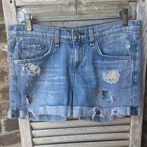 Rag & Bone Women's  Distressed Cutoff Denim Jean Shorts Blue Summer Size 26.